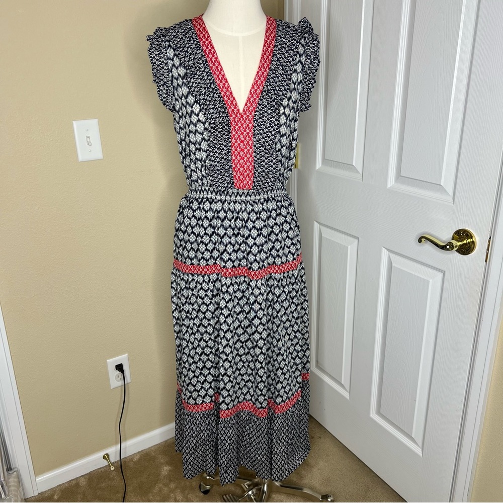 NAUTICA Ruffle V-Neck Floral Dress